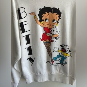 Quips • vintage ( 1988 ) • BettyBoop •white sweat shirt , size: small/medium